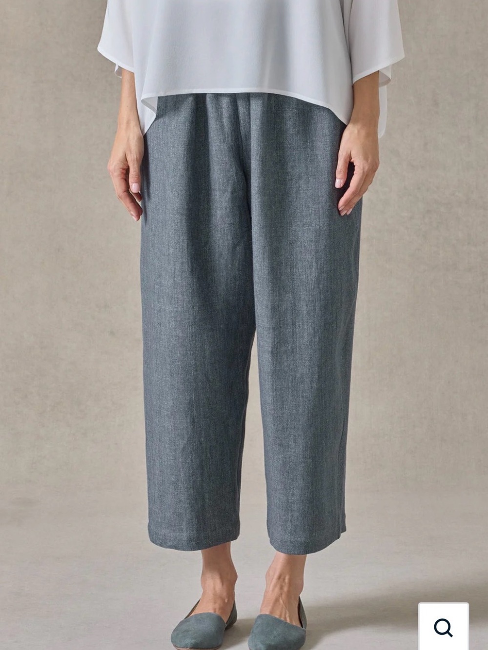eskandar Size 1 100% Linen Cropped Pants Slate Blue **AS-IS** Flawed
